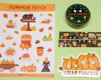 Pumpkin Patch Stationery Bundle: Fall Stickers & Washi Tape