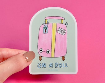 Pink Suitcase Sticker: Travel Planner, Waterproof Vinyl Decal
