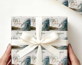 Custom The Big One Surf First Birthday Gift Wrap, Personalized Surfing Big Wave Themed 1st Birthday Wrapping Paper, Beach Party Gift Wrapper