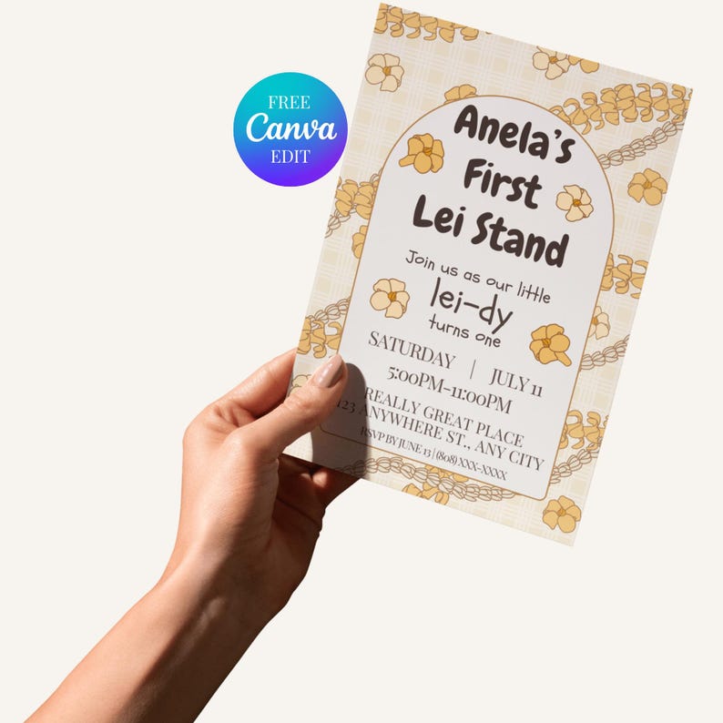 First Lei Stand Puakenikeni Birthday Invitation Template, Baby's 1st ...
