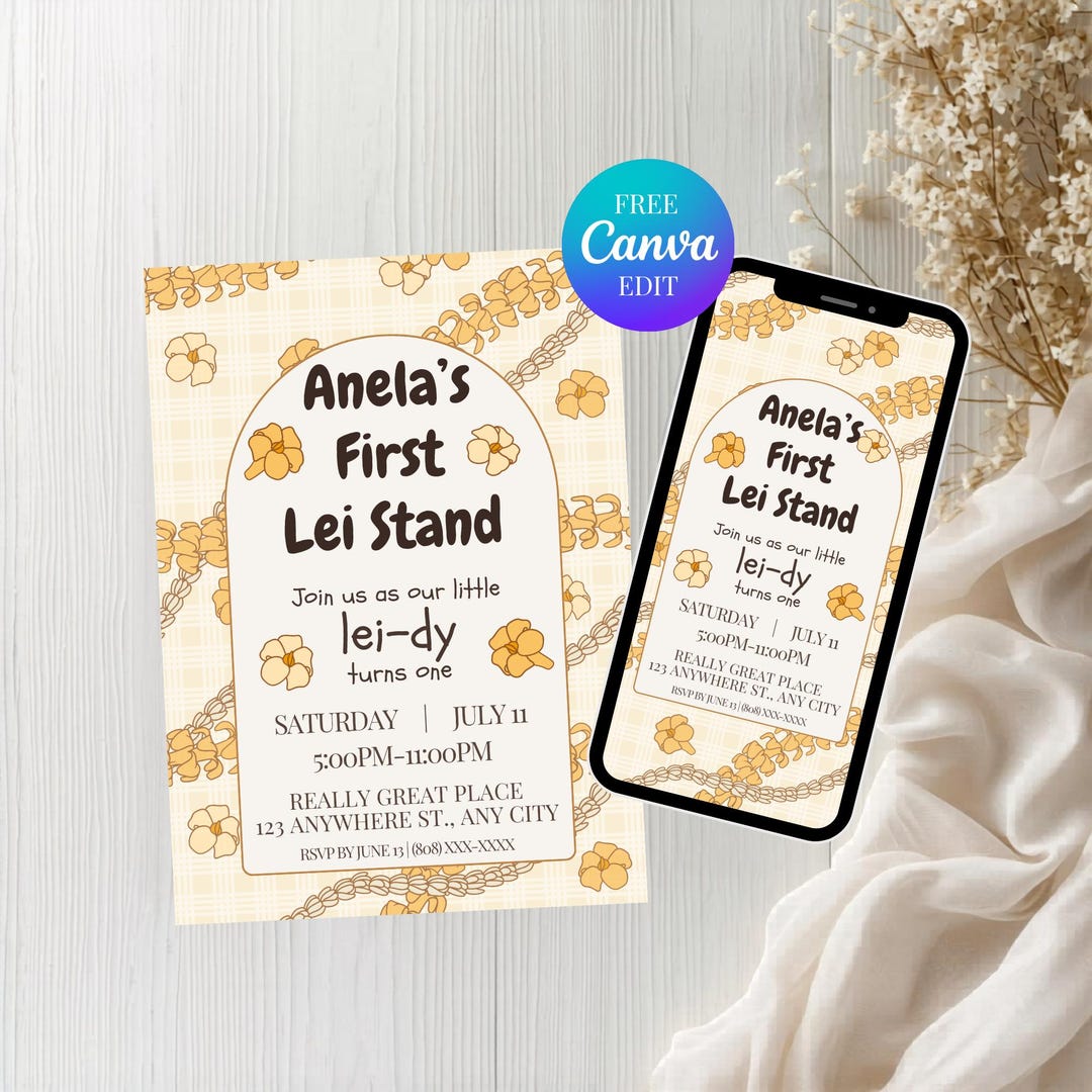 First Lei Stand Puakenikeni Birthday Invitation Template, Baby's 1st ...