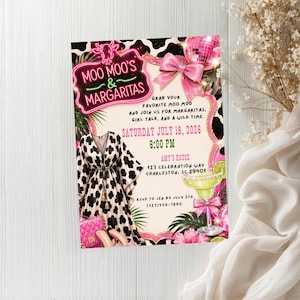 Moo Moo's & Margaritas Invitation Template, Mumu And Margs Party Invite, Printable and Mobile Ladies Night Cow Pajama Party Birthday Invite image 5