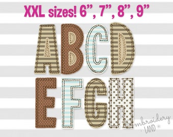 Large sizes! Narrow Free Edge Raggy Applique Alphabet Font 4 sizes Uppercase, Numbers and Punctuation AL065