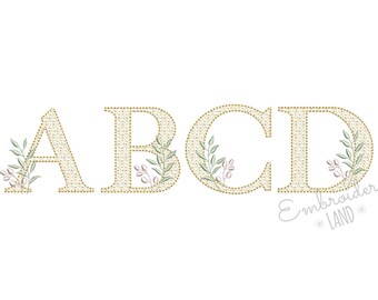 Elegant "Gold" Monogram Alphabet Motif Fill Font Machine Embroidery Designs 4 sizes AL068