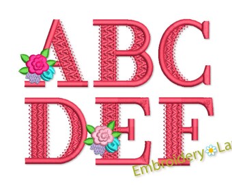 Coupon Codes! Alphabet Flower Font Machine Embroidery Design 2 sizes AL033