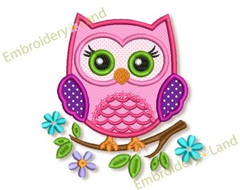 Cute Owl Applique Embroidery design Machine Embroidery for Baby 4x4 5x7 6x10 sizes AN025