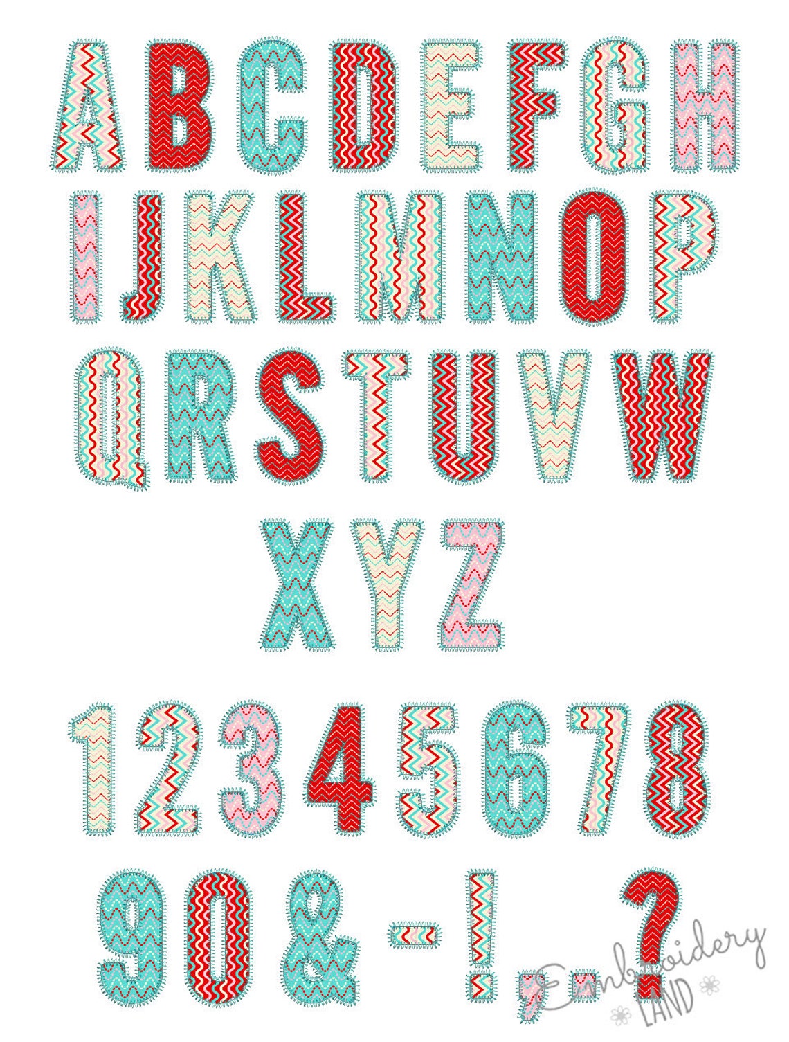 Narrow ZigZag Applique Alphabet 2 Font Machine Embroidery | Etsy