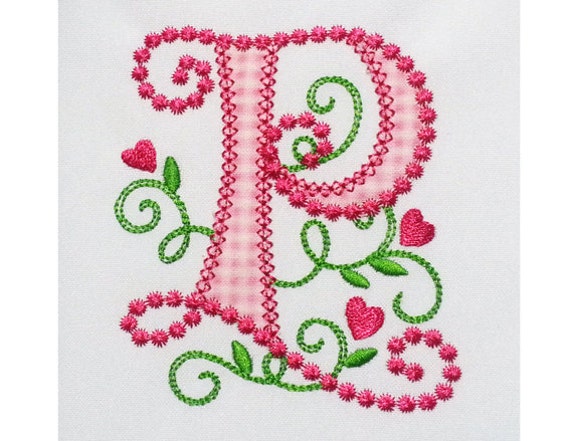 Cute Letter P Alphabet For Lil Princess Hearts Applique Etsy