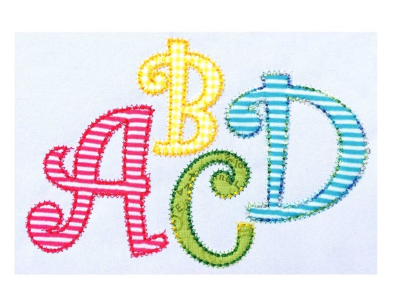 BX included Running Stitch Applique Alphabet Embroidery Design AL014