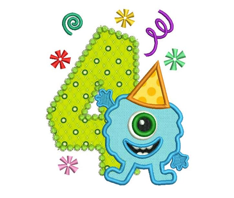 Silly Monster Number 6 Applique Embroidery