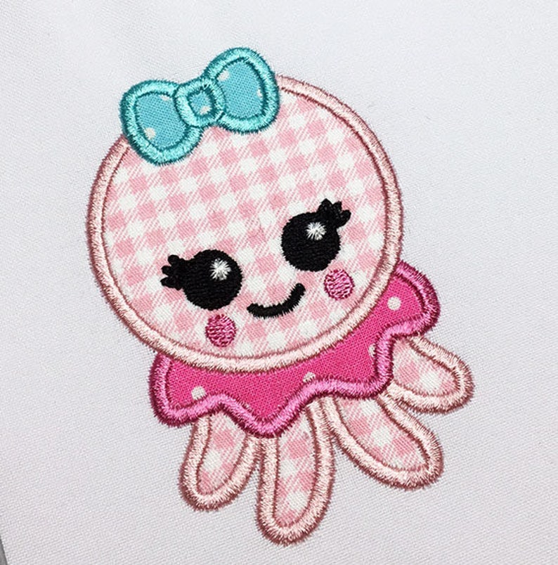 Cute Octopus Baby Girl Applique Embroidery Design for Baby Etsy