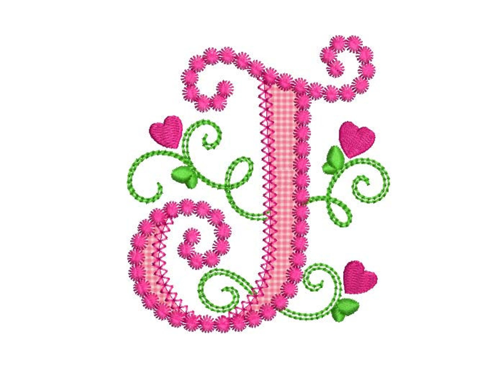 Letter J Applique Machine Embroidery Design Monogram Initials Etsy