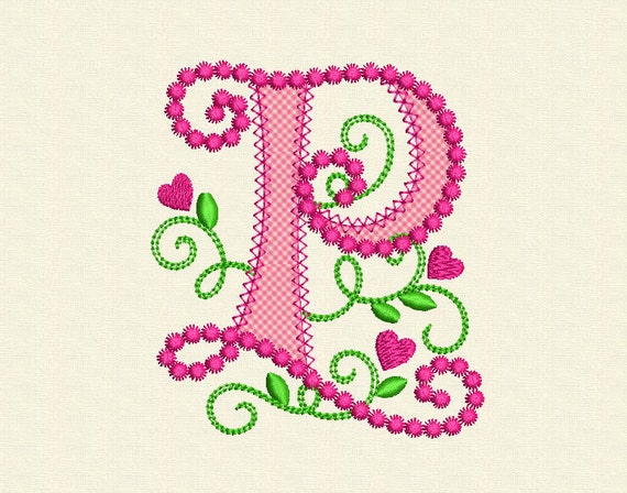 Cute Letter P Alphabet For Lil Princess Hearts Applique Etsy