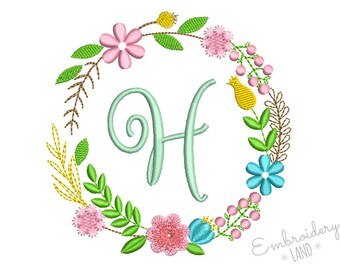 Easter Lily Monogram frame embroidery design Easter design Monogram border font frame Art Deco Design BX PES #954