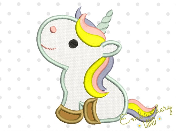 Download Cute Unicorn Applique Machine Embroidery Design 3 sizes ...