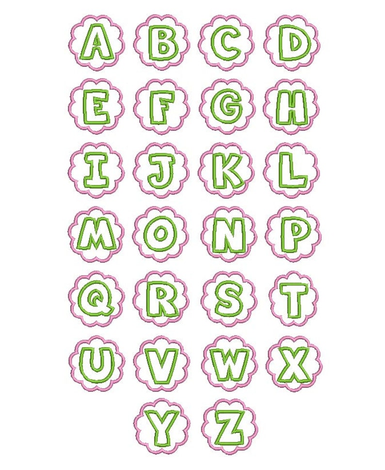 Double Applique Alphabet Embroidery Design 4 sizes AL006 Etsy