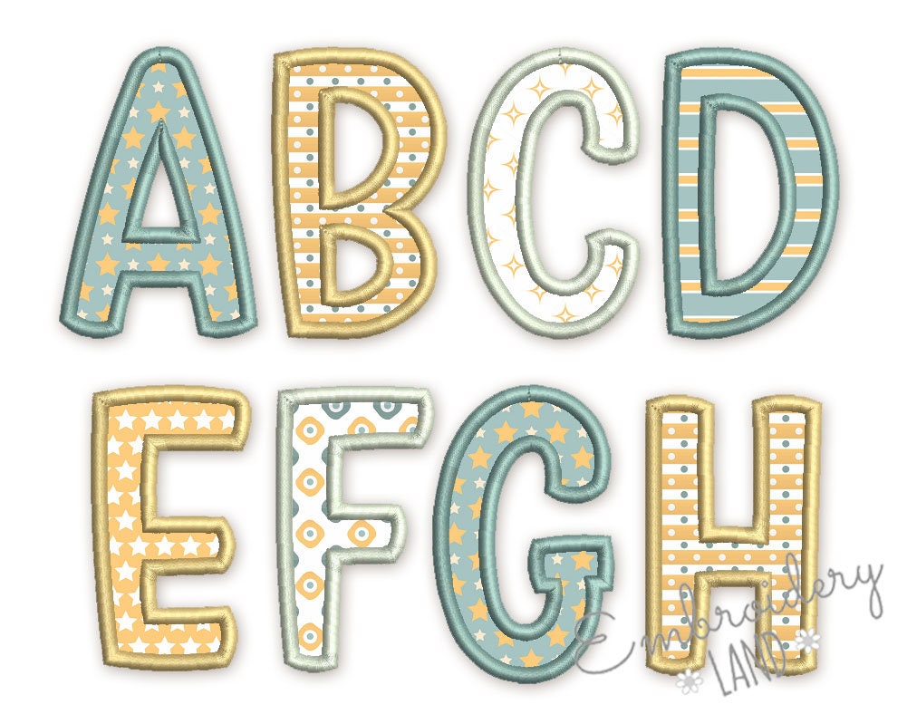 Applique Alphabet Font "Plio" Machine Embroidery Design 4 s…