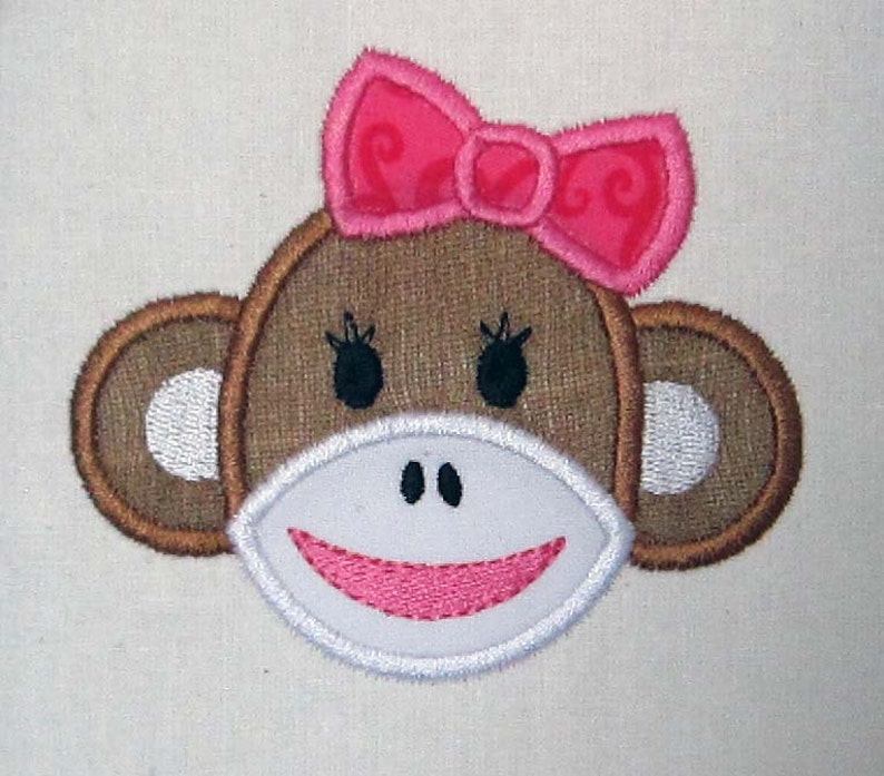 Sock Monkey Face Applique Machine Embroidery Design AN010 Etsy