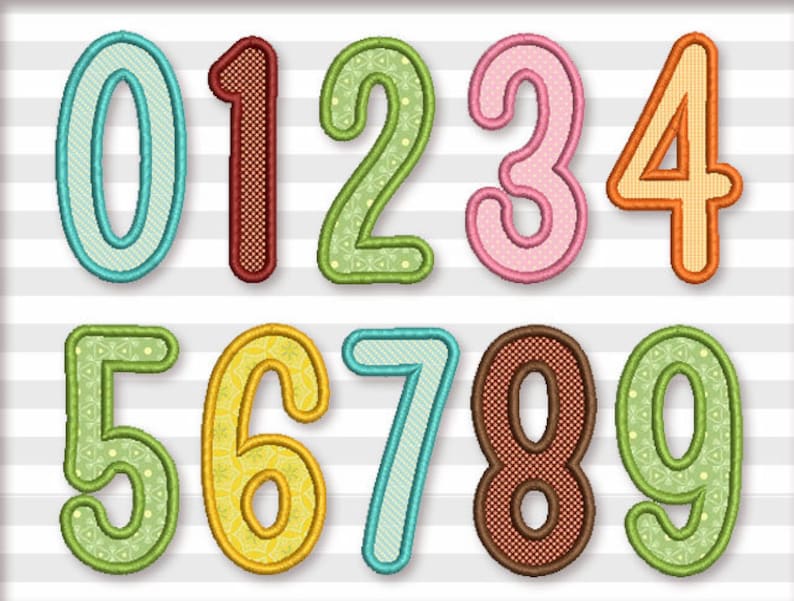 Narrow Applique Numbers Set Machine Embroidery Design 6 sizes Etsy