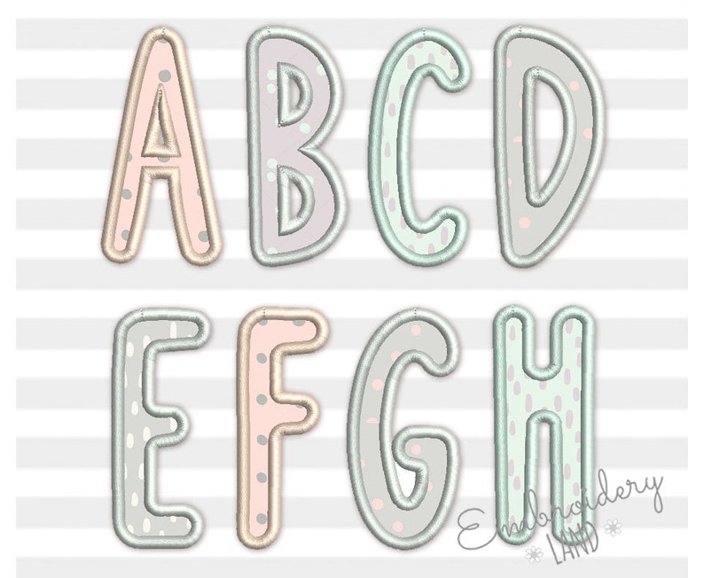 Rou Narrow Applique Alphabet Font Machine Embroidery Design 4 Etsy