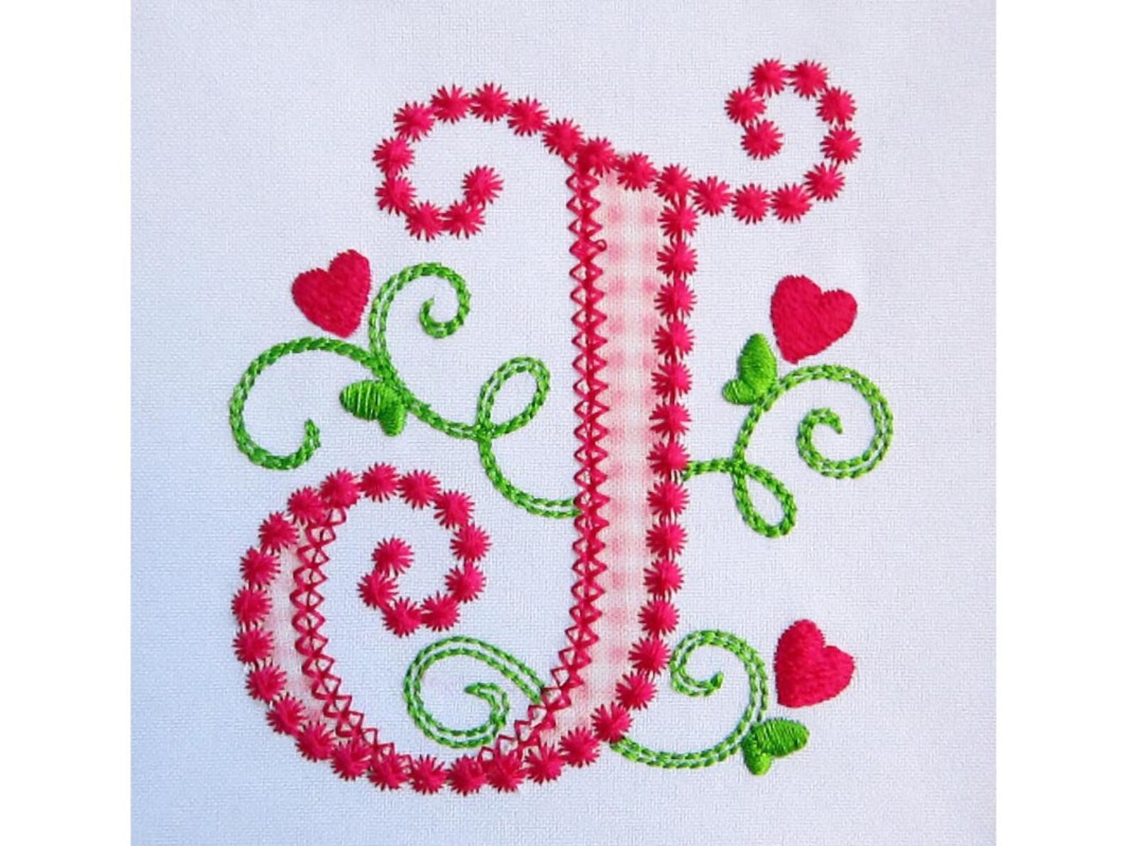 Letter J Applique Machine Embroidery Design Monogram Initials Etsy