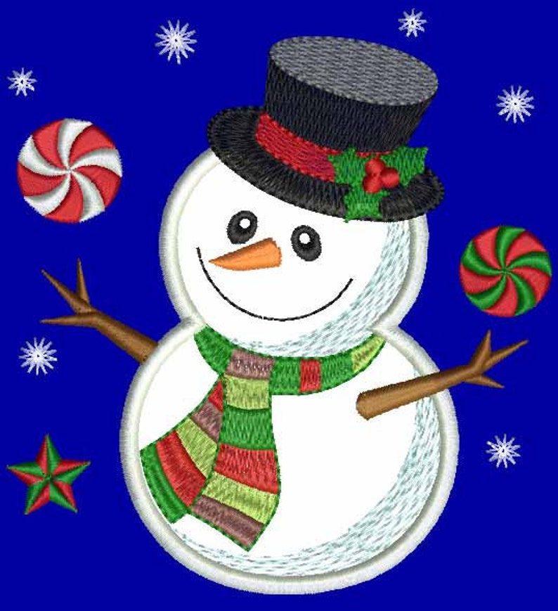 INSTANT DOWNLOAD Snowman Embroidery Applique Design CHR022 Etsy