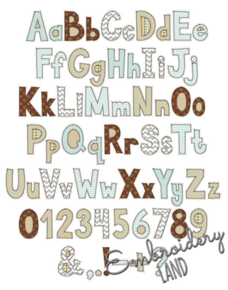 Zigzag Applique Alphabet Font Machine Embroidery Design 4 Etsy