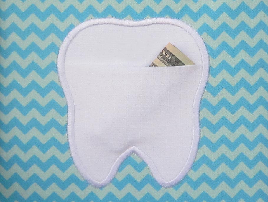 Real Tooth Pocket Applique Machine Embroidery Design in Two Sizes Pro…