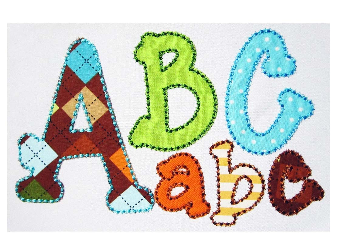 BX included Running Stitch Applique Alphabet Embroidery Design AL014