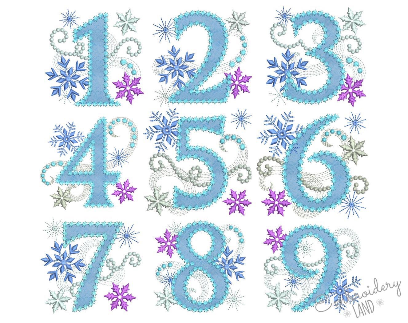 Ice Princess Applique Machine Embroidery Design Frozen Numbers Set HB…