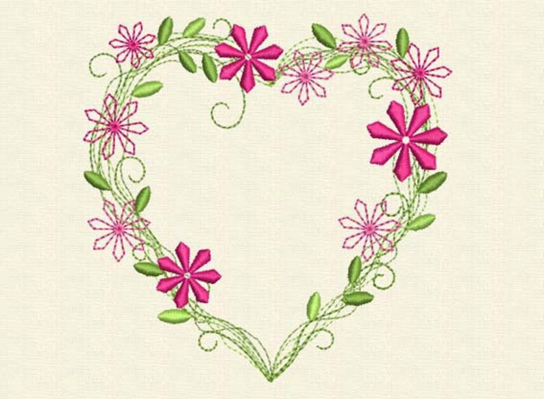 INSTANT DOWNLOAD Love Flower Heart Pink Green Decor VA002 Etsy