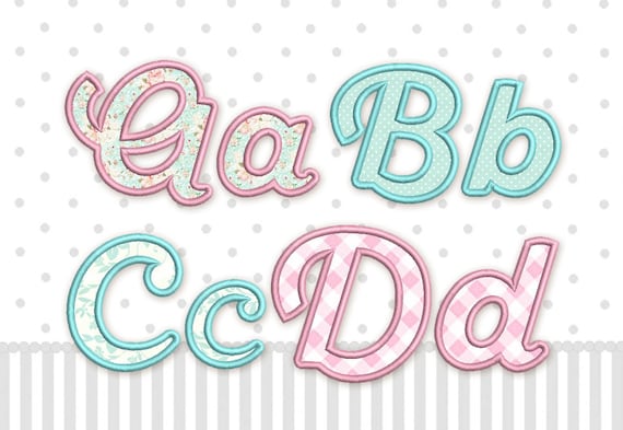 BX included Running Stitch Applique Alphabet Embroidery Design AL014