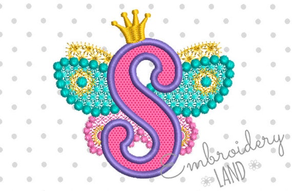 Fairy Letter S Alphabet For Lil Princess Wings Applique Etsy