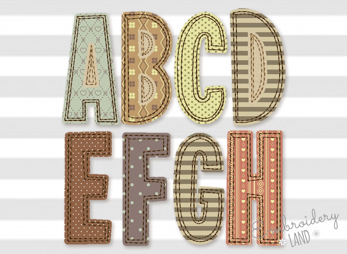 Large sizes Narrow Free Edge Raggy Applique Alphabet Font 4 Etsy