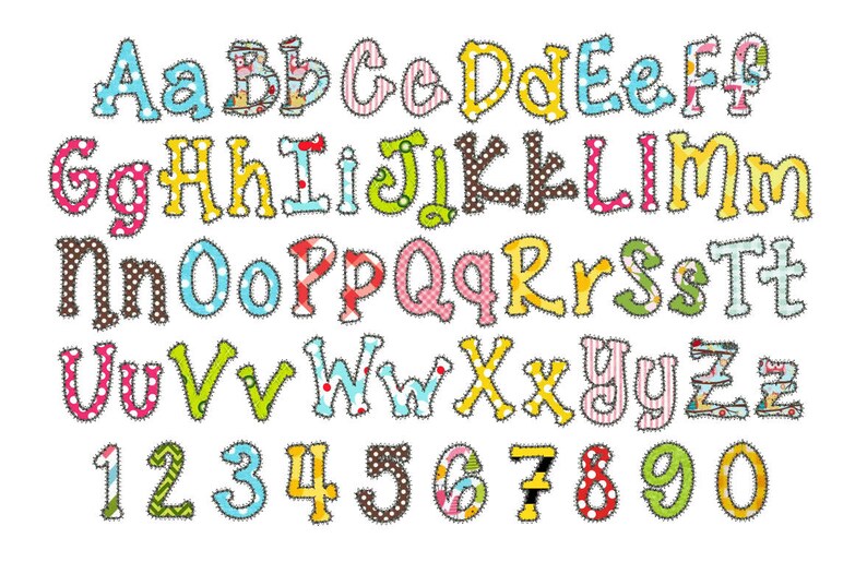 BX included Running Stitch Applique Alphabet Embroidery Design AL014