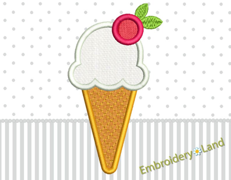 Ice Cream Applique Machine Embroidery Design DE034 Etsy