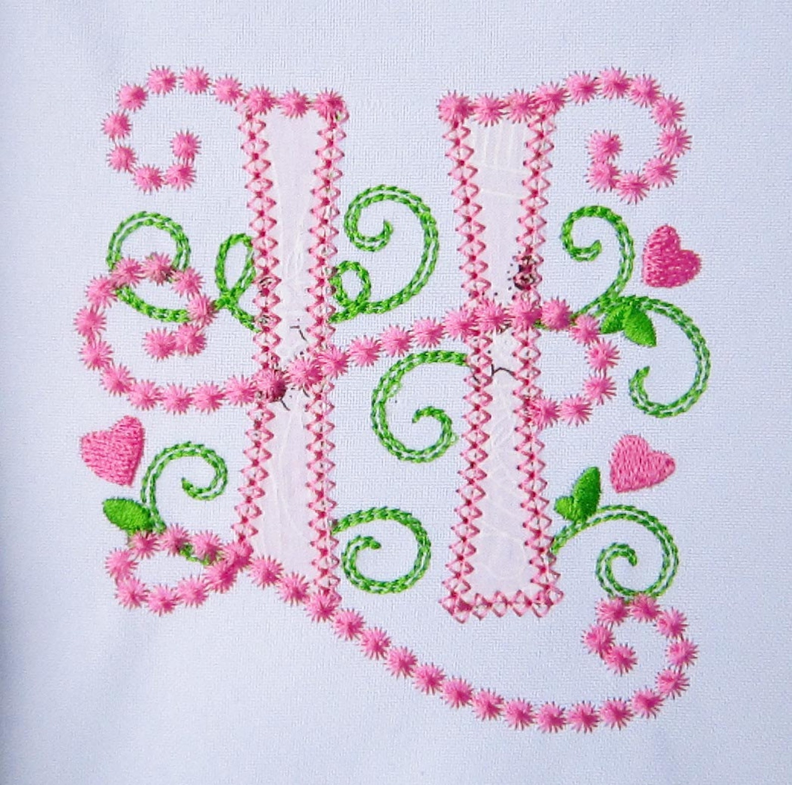 Letter H Applique Machine Embroidery Design Monogram Initials Etsy
