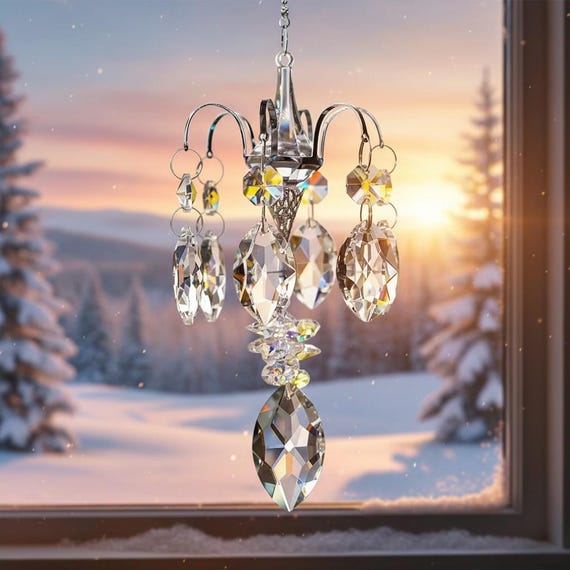 Crystal Glass Suncatcher Rainbow Prism Hanging Ornament Window Light Catcher Balcony Garden Outdoor Crystal Decor Gift for Home