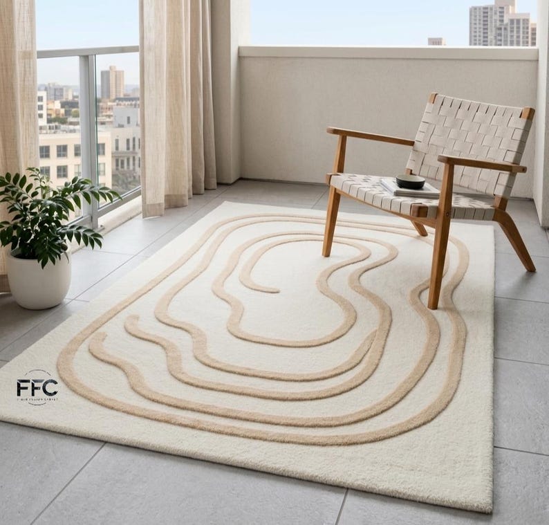 Hand-tufted Wool Rug - Modern White Cassia High-low Pile Minimalist ...