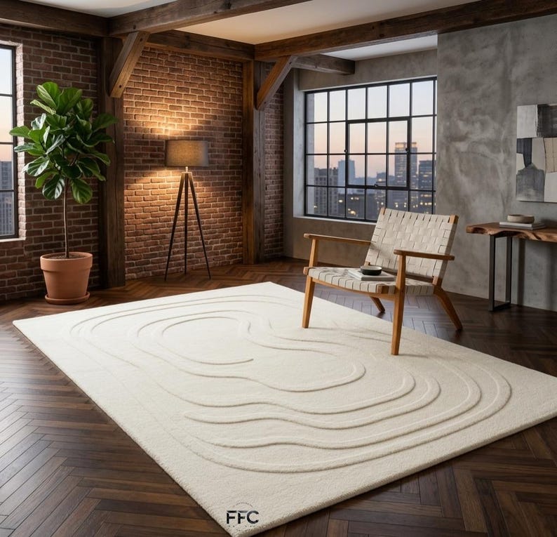 Hand-tufted Wool Rug - Modern White Cassia High-low Pile Minimalist ...