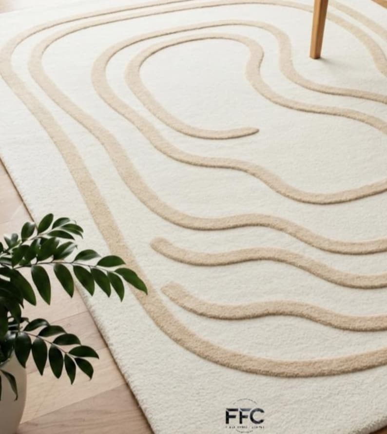 Hand-tufted Wool Rug - Modern White Cassia High-low Pile Minimalist ...