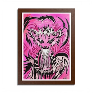 Pink Fox Framed Poster | Multi-Color Wall Art