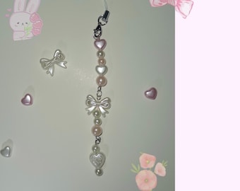 Coquette Pearl Bow Phone Charm | Soft Girl Accessory