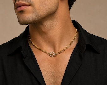 Collar de cadena de metal mixto para hombre, cierre de palanca, joyería llamativa unisex de gran tamaño.