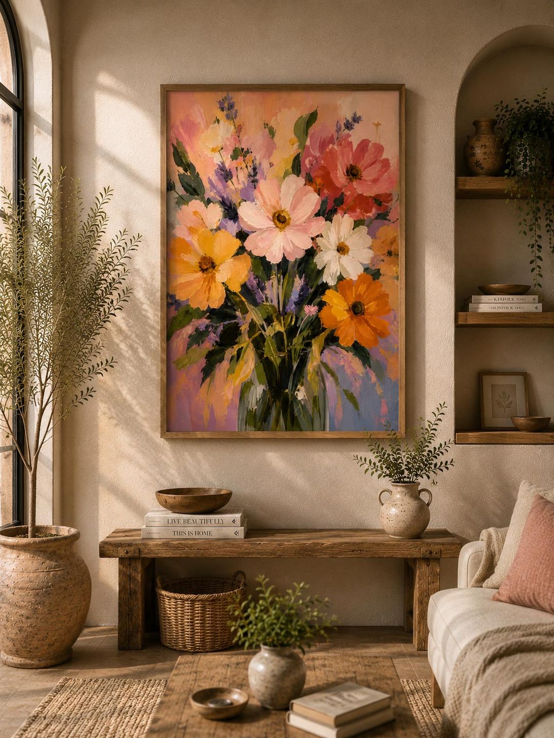 Vintage Floral Bouquet Wall Art Print | Romantic Botanical Painting ...