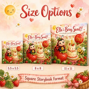 Libro de primer cumpleaños "Dulce y Dulce Frutos Rojos" personalizado, regalo de primer cumpleaños con nombre personalizado y diseño de fresa, libro de recuerdos para niña con temática de frutos rojos. imagen 10