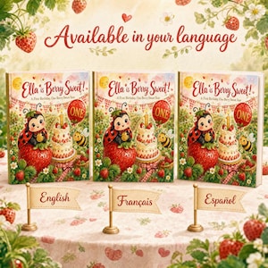 Libro de primer cumpleaños "Dulce y Dulce Frutos Rojos" personalizado, regalo de primer cumpleaños con nombre personalizado y diseño de fresa, libro de recuerdos para niña con temática de frutos rojos. imagen 12