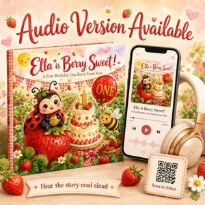 Libro de primer cumpleaños "Dulce y Dulce Frutos Rojos" personalizado, regalo de primer cumpleaños con nombre personalizado y diseño de fresa, libro de recuerdos para niña con temática de frutos rojos. imagen 11