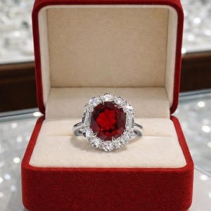 1.90 Ct Oval Cut Natural Ruby Wedding & Proposal Ring 14K White Gold 8