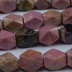 rhodonite faceted nuggets 18x13mm 15 inch image 1